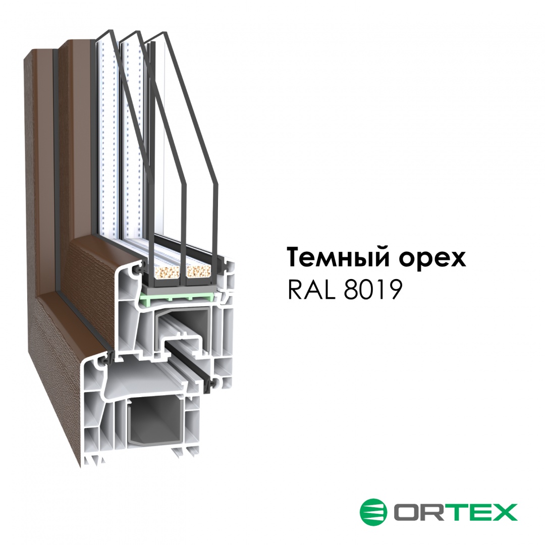 Профиль ORTEX с акриловым покрытием цвет Темный орех Профиль ORTEX с акриловым покрытием цвет Темный орех